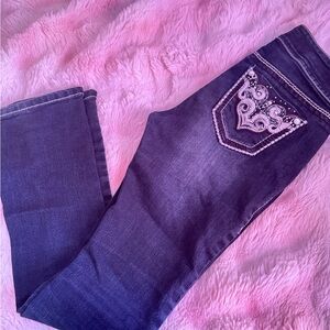 Wallflower Dark Blue Boot Cut Jeans with Embroidery